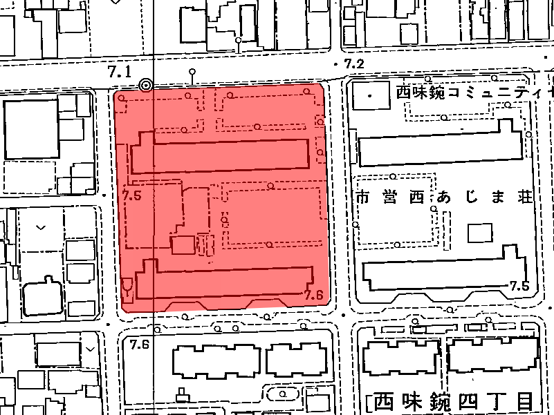 地図：市営 西あじま荘(北)