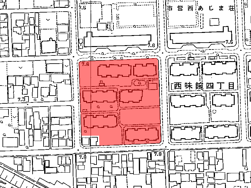 地図:市営 西あじま荘(南西)