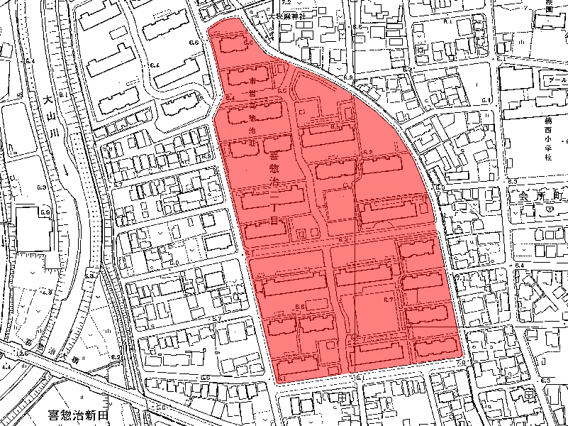 地図:市営 喜惣治住宅