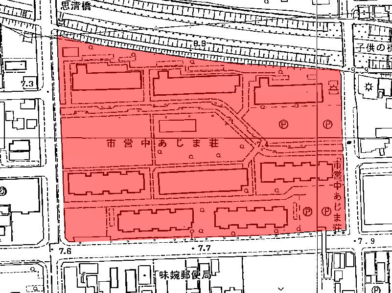 地図：市営 中あじま荘(南)