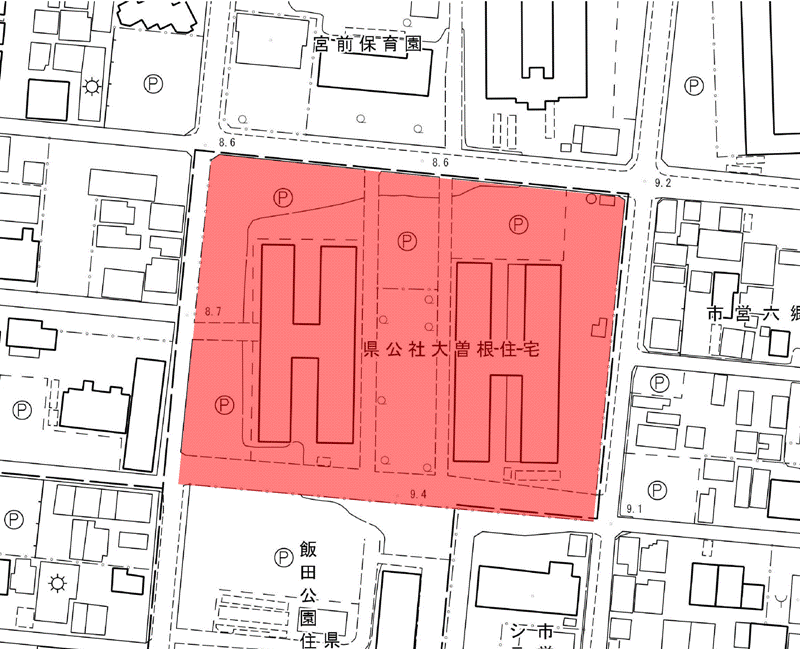 地図:県公社 大曽根住宅