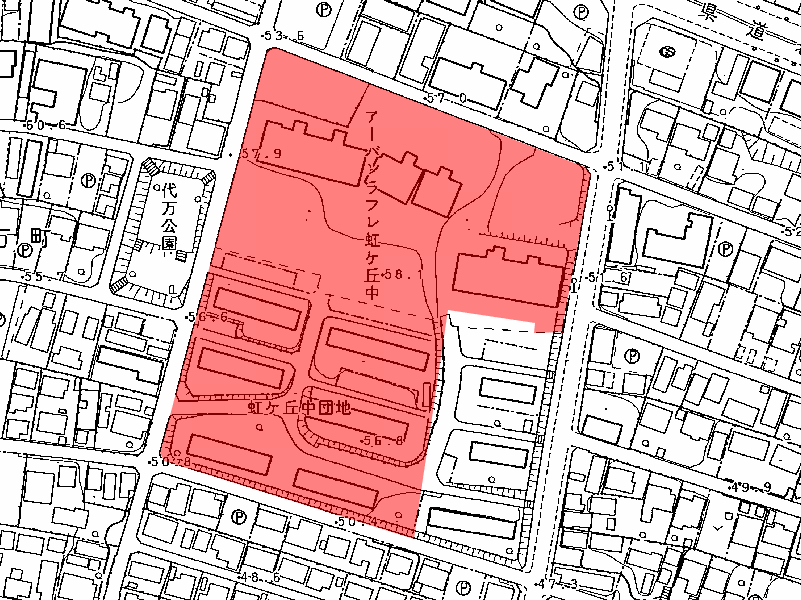 地図:アーバンラフレ虹ヶ丘中団地