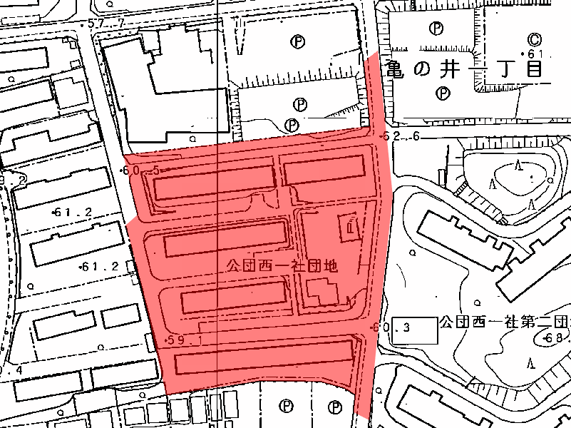 地図：西一社団地