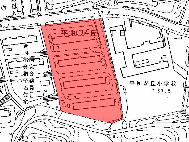 地図：猪子石公務員合同住宅(東)