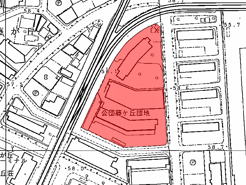 地図:公団藤ケ丘団地
