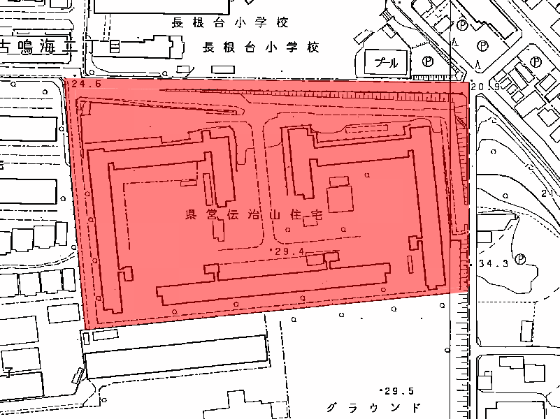 地図:県営伝治山住宅