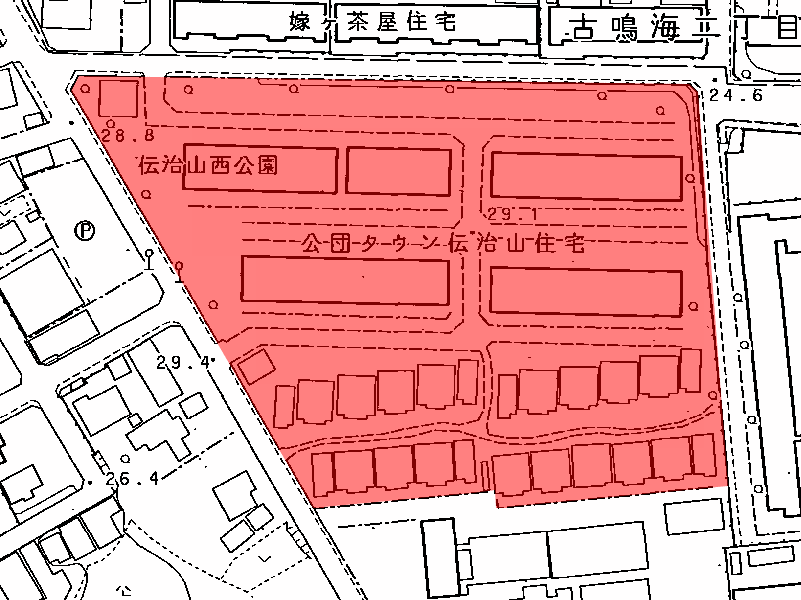 地図:公団タウン伝治山