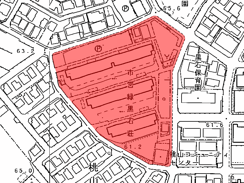 地図:市営緑黒石荘