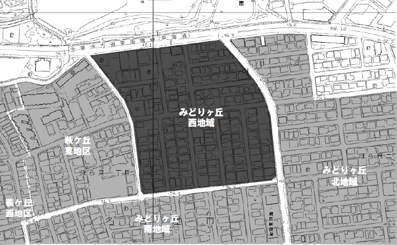 地図:みどりヶ丘西地域