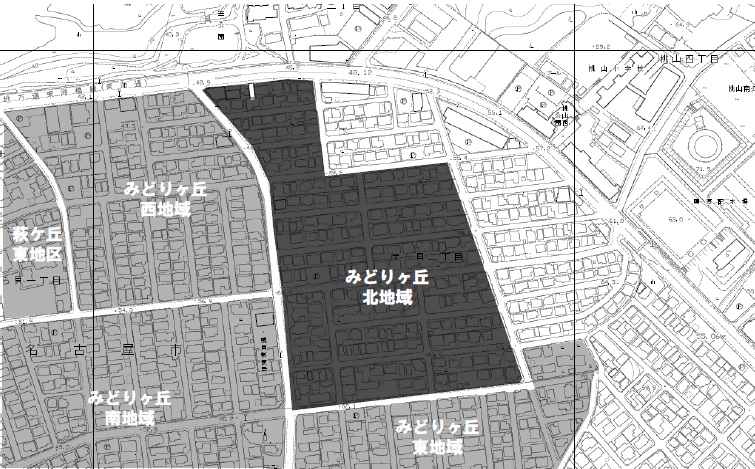 地図:みどりヶ丘北地域建築協定の区域図