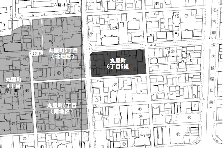 地図:丸屋町6丁目5組建築協定の区域図