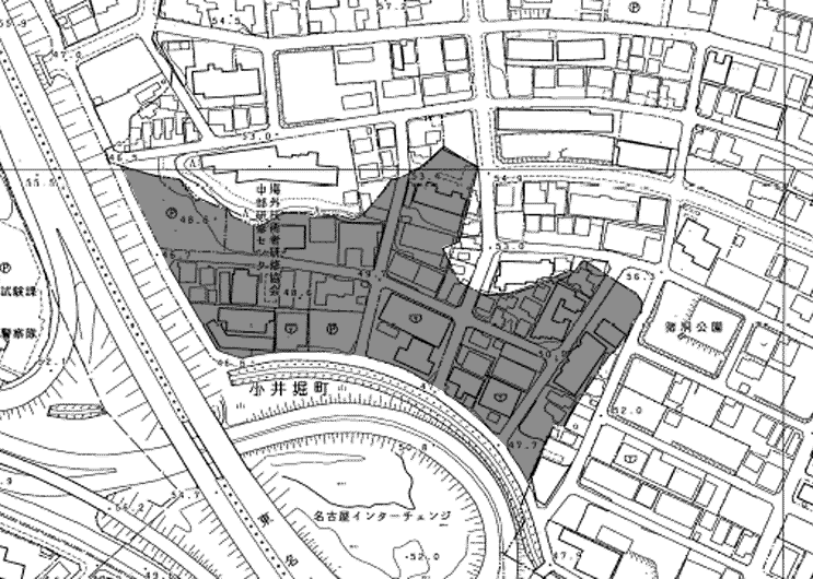地図:小井堀町地域