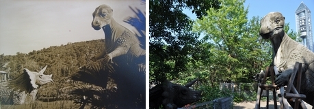写真:東山動植物園(恐竜の像)の今と昔