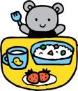 イラスト:食事をするクマ