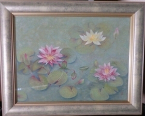 写真:区政議長賞受賞作品「スイレン」(日本画の部)