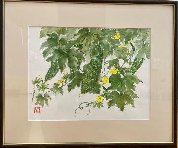 写真：区長賞受賞作品「苦瓜（ゴーヤ）」（日本画の部）