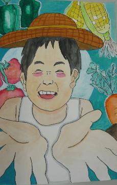写真:最優秀賞受賞作品「取れたてをどうぞ!」(「絵画」中学生の部)