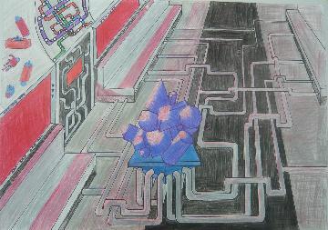 写真:優秀賞受賞作品「シンギュラリティ」(「絵画」中学生の部)