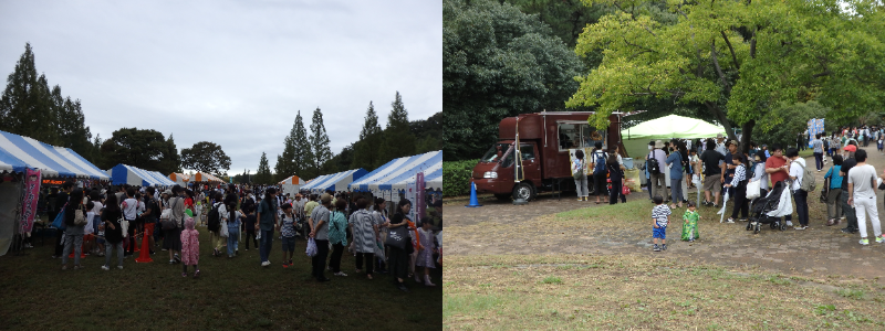 写真:出展者テントに人が集まっている様子