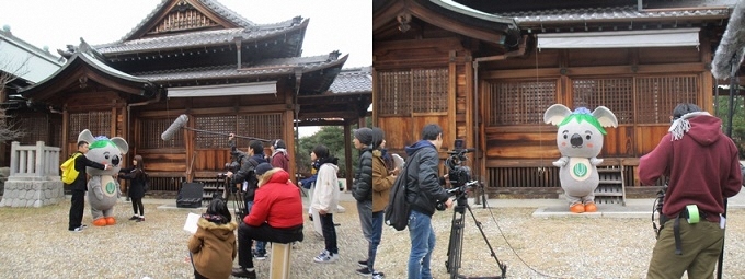 写真:千代保稲荷神社名古屋支所での撮影風景