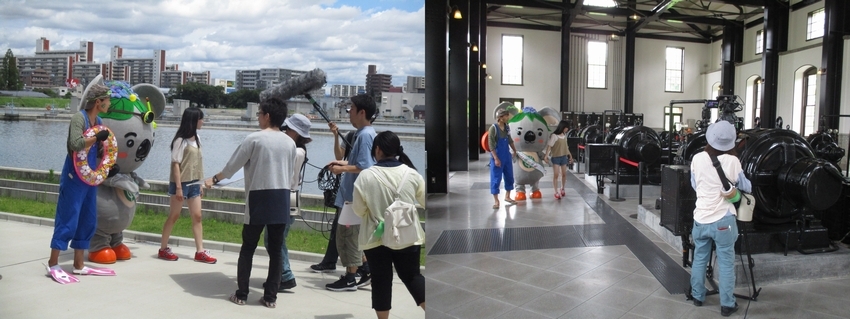 写真:鍋屋上野浄水場での撮影風景
