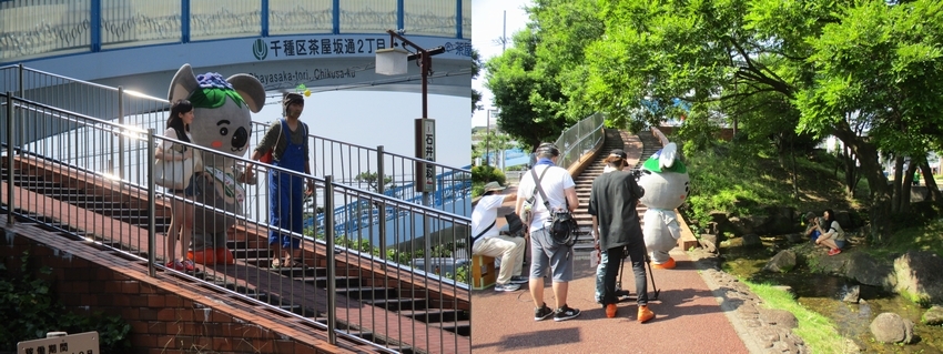 写真:天満緑道での撮影風景