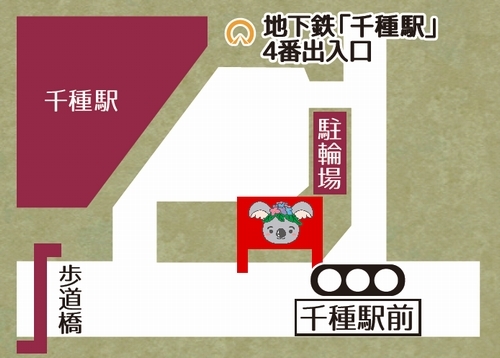 地図：「昭和40年頃の千種駅」銘板設置場所