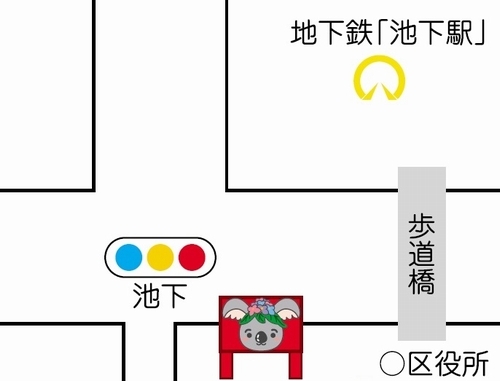 地図：「地下鉄池下駅前の風景」銘板設置場所