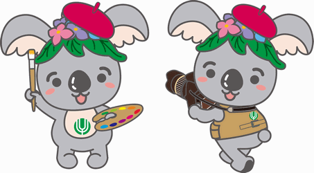 イラスト：(左)画家スタイルのこあらっち　(右)カメラマンスタイルのこあらっち