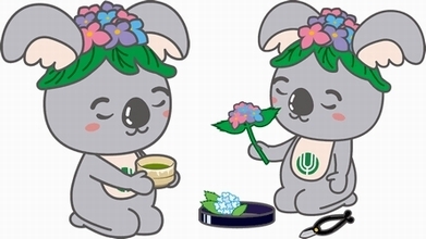 イラスト:(左)茶道をたしなむこあらっち (右)いけばなをするこあらっち