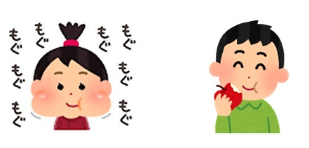 よく嚙んでたべているイラスト