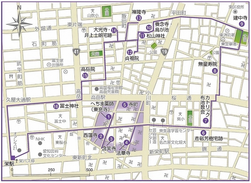 地図:寺町めぐりコース