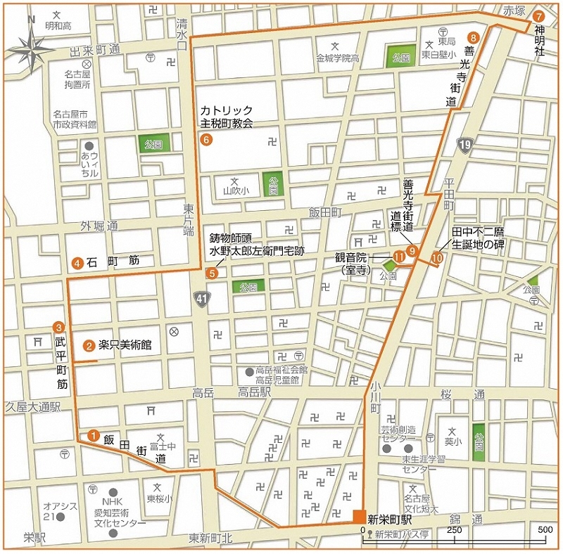 地図:街道めぐりコース