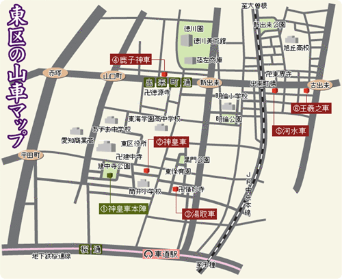 イラスト:東区の山車マップ