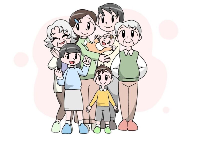 保健センターのイメージです。健やかな家族のイラストです。