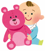 子どもが人形を持っているイラスト