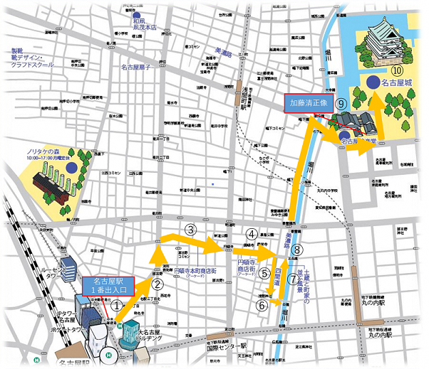 イラスト:歩いてめぐるルートその1