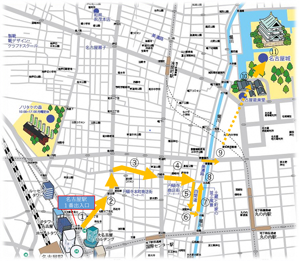 地図:メーグルでめぐるルート1