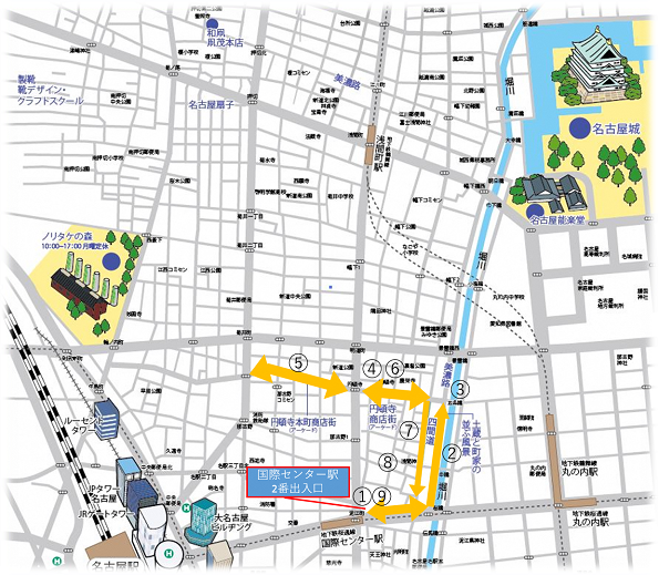 地図:地下鉄でめぐるルート1