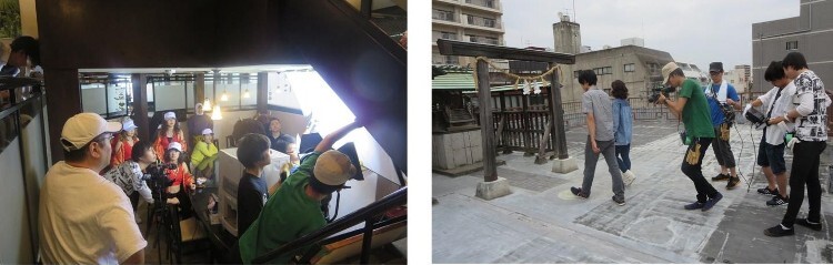 写真：豆福と愛知菓子会館での撮影風景