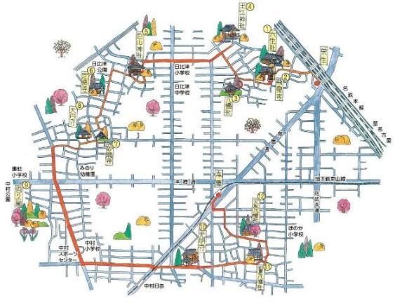 日比津・大秋の里散策コース(地図)