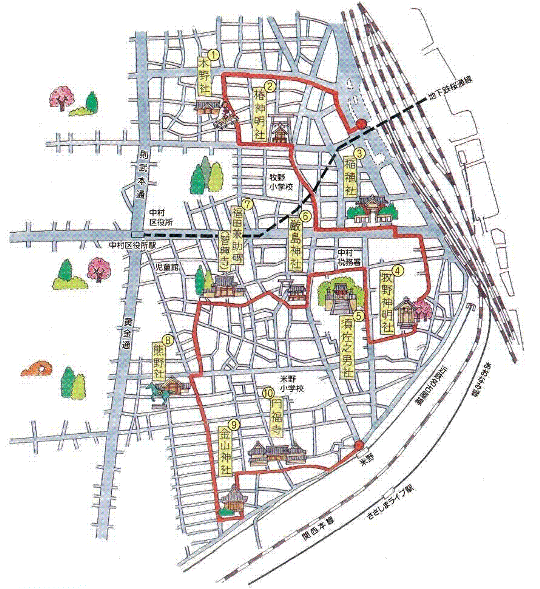 笈瀬川筋散策コース(地図)