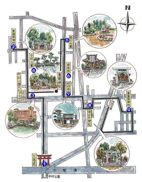 中村史跡ルート(地図)