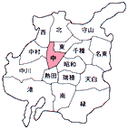 地図：名古屋市内における中区の所在地