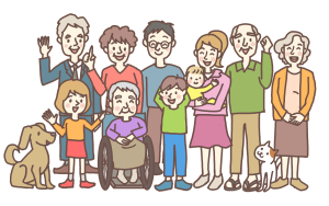 自主防災に取り組む地域住民を表したイラスト