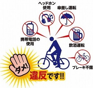 自転車使用時の違反事項を表すイラスト