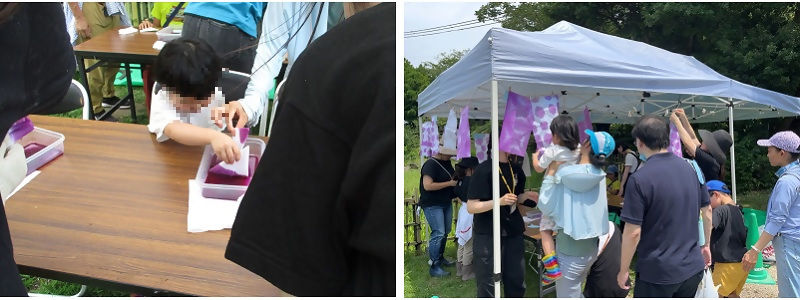 写真:和紙染色体験の様子