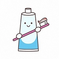 イラスト：歯ブラシをもった歯磨き剤のキャラクター