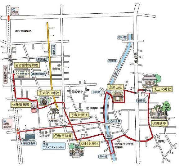 地図:塩付街道と桜のみち