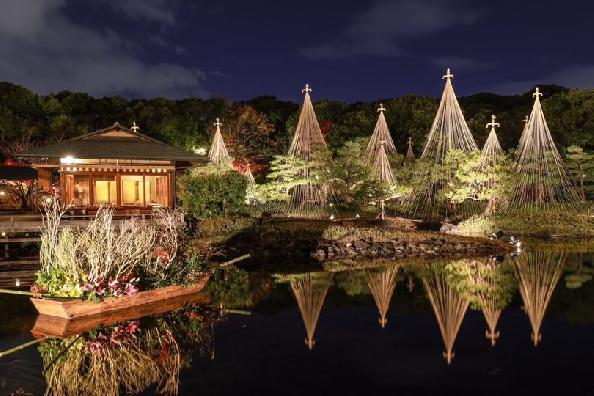 写真:白鳥庭園(ライトアップの様子)